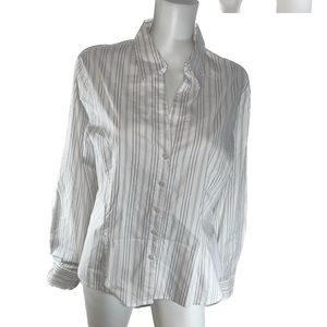 Nine West Classic White Pinstripe Blouse